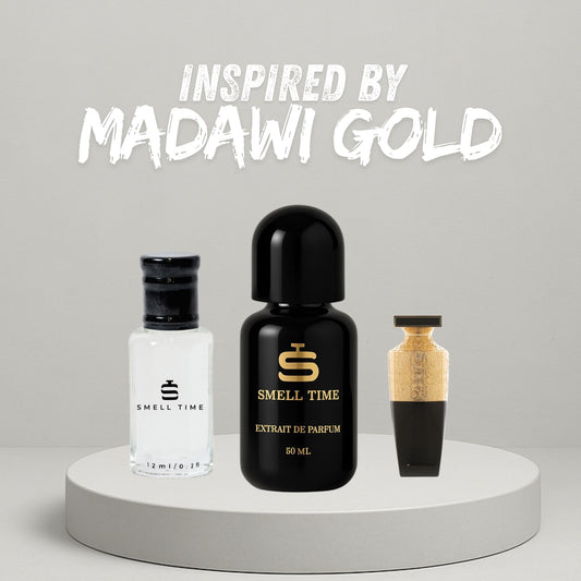 Madawi Gold Inspired Fragrance | Fruity, Vanilla & Warm Spicy Blend | Smell Time USA